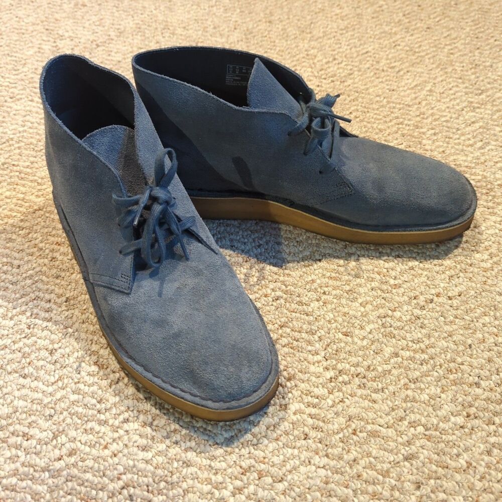 Clarks Charles F Stead Desert Chukka Boots Mens Size 12 Blue Suede Crepe Sole